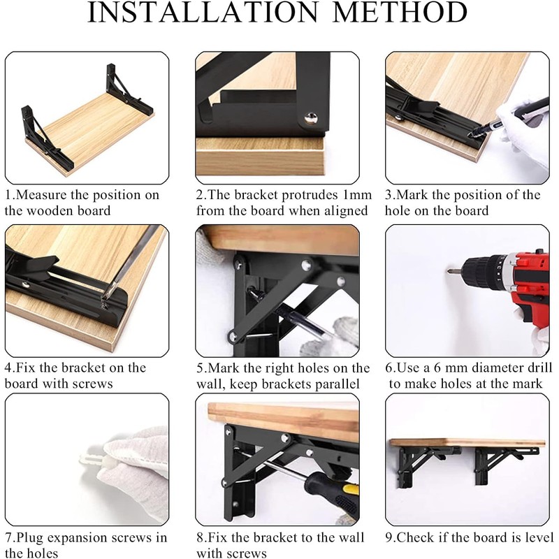 Shelf Bracket, Folding Bracket, Shelf Support, Hanging Shelf Bracket, Wall