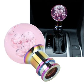 Rankomu Car Gear Knob Pink Crystal Bubble, Automatic Manual Transmission Car Universal Gear Knob Head, with 8 mm/10 mm/12 mm 3-Thread Adaptors, for Cars, Suv, Trucks (Pink)