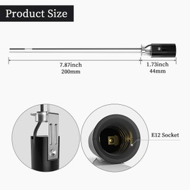 DiCUNO E12 Candelabra Base Socket with 7.87-Inch Wire Leads, Pigtail Socket for Chandelier, DIY Lamp Projects, UL-Listed, Pack of 6