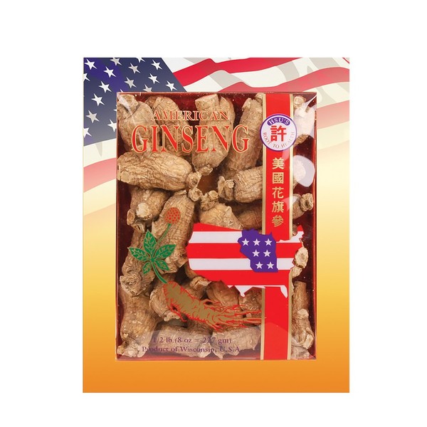 SKU #0110-8, Hsu's Ginseng Short X-Large Cultivated American Ginseng Roots (8 oz = 227 gm/Box), 0110-8, 0110.8