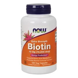 NOW Foods Biotina 10 mg, 120 cápsulas vegetales, Concentración extra