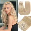 GUDOZO Clip-In Human Hair Extensions, 7 Pieces, 35 cm, 80