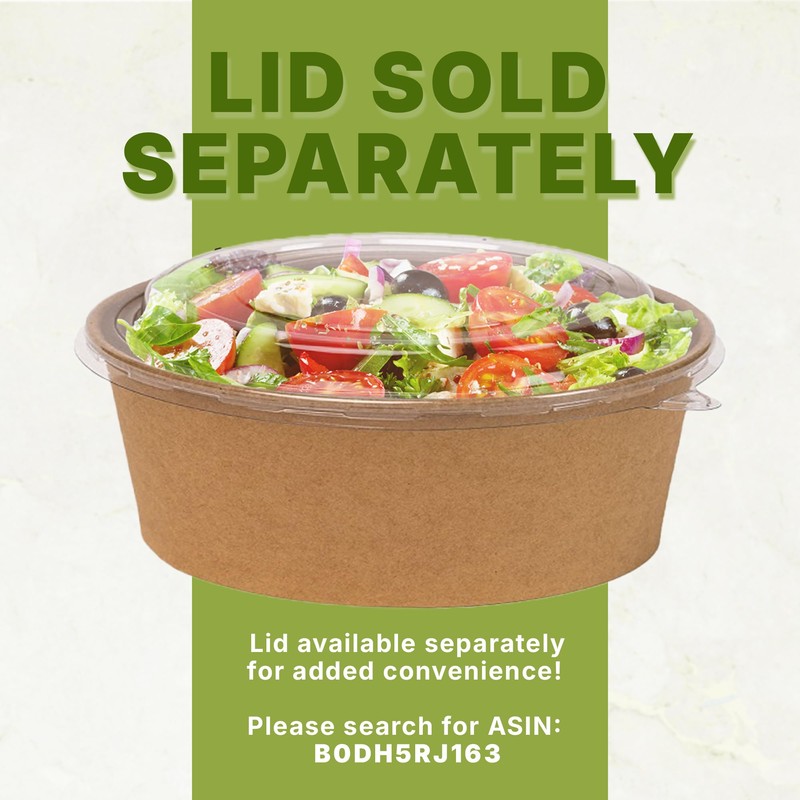 Klex 44 Oz 300 Pcs Kraft Paper Bowls, Disposable Salad