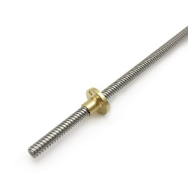2PCS 350mm（13.78 Inches）Tr8x8 Lead Screw with T8 Brass Nut (Acme Thread, 2mm Pitch, 4 Starts, 8mm Lead) for LCD DLP SLA 3D Printer Z Axis and CNC Machine