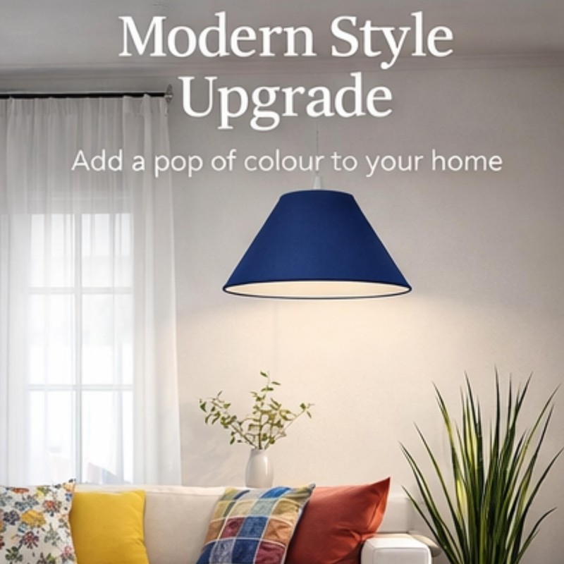 Pack of 2 Navy Lamp Shades 25cm (10") – Cotton