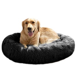 MFOX Calming Dog Bed (L/XL/XXL/XXXL) for Medium and Large Dogs Comfortable Pet Bed Faux Fur Donut Cuddler Up to 25/35/55/100lbs