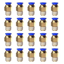 20Pcs 1/4" Tube OD x 1/8 NPT Male Push to Connect Fittings - Air Water Quick Connect Coupler, Pneumatic Hydraulic Leak-Free Brass Fittings (1/4" x 1/8 NPT)