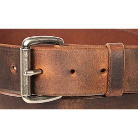 Distressed Leather Work Belt, 1-1/4" Wide, Worn Leather Look, Soft & Supple, 100% Leather, Made in Lancaster PA