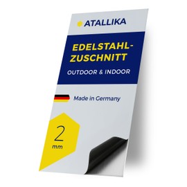 ATALLIKA Stainless Steel Sheet 2 mm [Blank, 300 x 100 mm] - Metal Plate Made of V2A Stainless Steel [Weatherproof for Outdoor & Indoor] - Precise Sheet Metal Cut from Germany [Brushed on One Side]