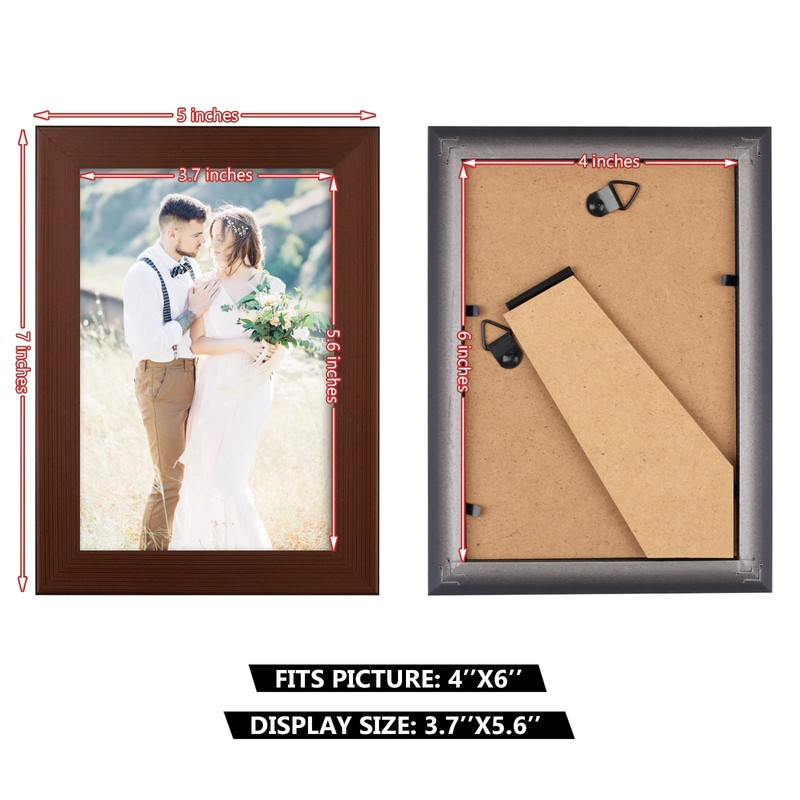 PECULA 2 Pack 4x6 Frames, Brown Frames for Wall &