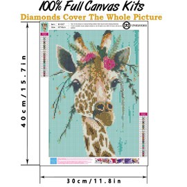 UNIQUORS Diamond Painting, 5D Diamond Painting Pictures, DIY Cross Embroidery Painting Kits, Living Room, Bedroom, Office, Wall and Entrance Decoration, Gift, Giraffe, 30 x 40 cm
