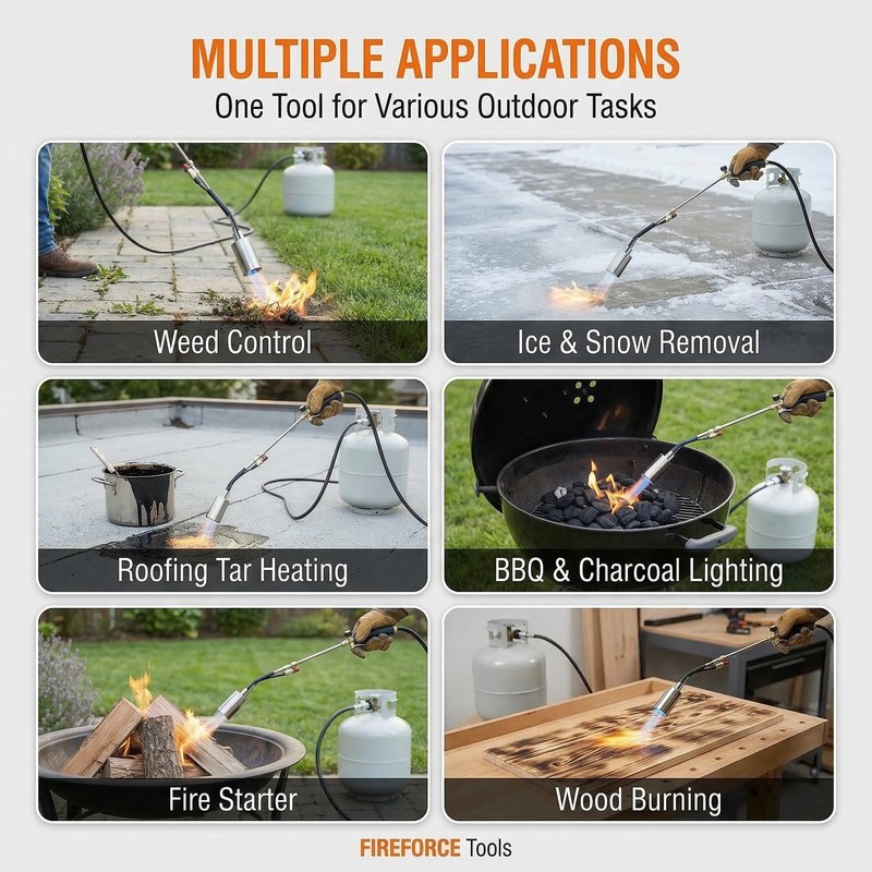 Heavy Duty Propane Weed Torch Burner Kit with 8.8FT Hose,