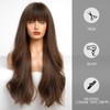 HAIRCUBE Brown Wig with Bangs for Women Brown Long Wavy