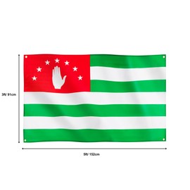 Runesol Abkhazia Flag, 91 x 152 cm, 4 Eyelets, One in Each Corner, National Flag, Abkhazia Republic, Premium Flags for Indoor and Outdoor Use, Vibrant Colours
