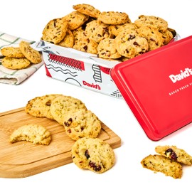 David's Cookies Cranberry Pistachio Biscuits Sweet Sampler Tin - Irresistible Crunch, Snacks And Bakery Treats - Ideal for Snacking And Gifting - Delicious Gourmet Food Gift For All Occasions 9.3oz