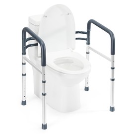 Lianjindun Toilet Safety Rails, Folding & Portable Bathroom Toilet Handles for Elderly, Seniors, Handicap & Disabled, Adjustable Toilet Safety Frame Fit Any Toilets (350 LB)