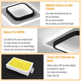 YOLANDA 20W 3000lm Lamparas de Techo Cuadrada Led, 6000k Lampara de Techo Moderna，Luz Blanca，Adecuado para Balcones, Recibidores, Dormitorios Y Salones.