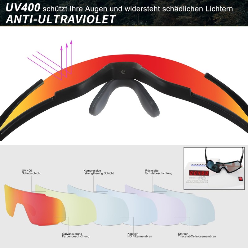 BamLom Cycling Glasses (Black Red)