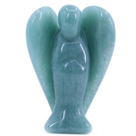 CHENYUE Natural Green Aventurine Gemstone Peace Angel Pocket Guardian Healing Statue 2 Inch