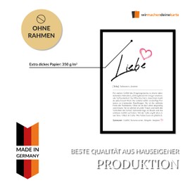 wirmachendeinekarte Definition:, DIN A4 (21 x 30 cm), poster for living room, bedroom, kitchen, dining room, wall picture gift for wall decoration - without frame (love, DIN A4)