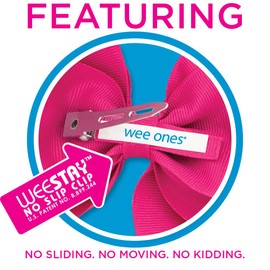 Wee Ones Girls' Grosgrain Hair Bows with Organza Overlay on a WeeStay Clip, King, Red