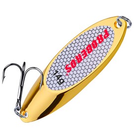 Proberos Fishing Spoons Lures Bass Baits Jigging Bait Tackle with Treble Hooks Hard Metal Spoon Fishing Lure Weight Pick 10 Pcs/Pack 0.5oz Gold