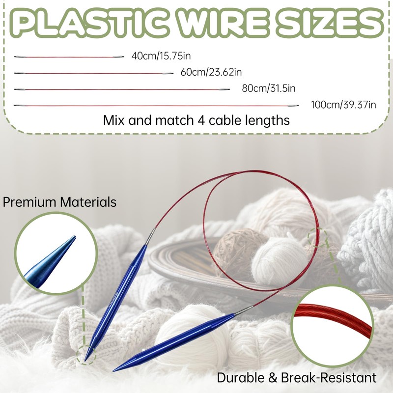 13 Pairs Interchangeable Circular Knitting Needle Set
