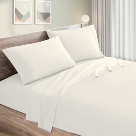 King Size Sheet Set - 4 Piece Bedding - Brushed Microfiber - Extra Soft, Cooling Bed Sheets - Deep Pocket up to 16" - Wrinkle, Fade, Stain Resistant (King, Ivory)