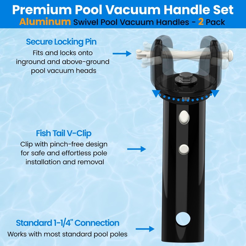 Poolvio Pool Vacuum Head Replacement Handles (2-Pack) – Heavy‑Duty Aluminum