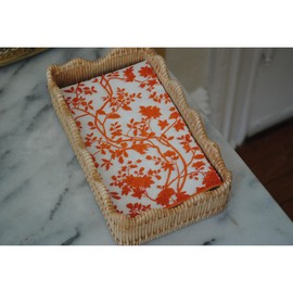 Stxy's Orange Floral Guest Napkins (45ct) Fall Disposable Hand Towels for Bathroom White Burnt Orange Chinoiserie Guest Towel Disposable Toile Leaves Decorative for Decoupage Thanksgiving Dinner Party