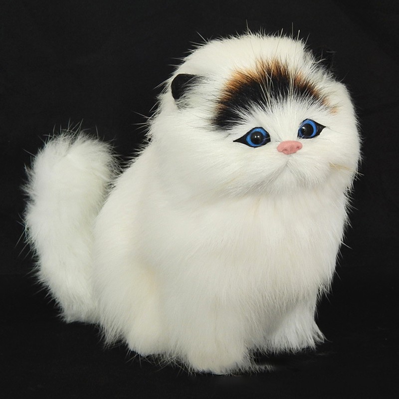 Real Sheep Hair Simulation Cat Plush Toy Electronic Pet Doll