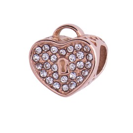 LuckyLy Charms para Pulseras de Mujer, Dije de Corazón Candado, Acero Inoxidable con Baño de Oro Rosa 18k y Zirconia Cúbica – Ideal como Regalo para Mujer Cumpleaños Original, Modelo Maca