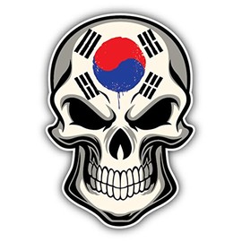 South Korea Flag Skull Sticker Decal Design 4'' X 5''
