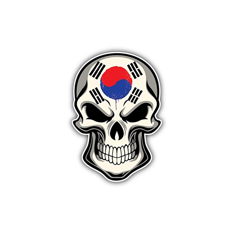 South Korea Flag Skull Sticker Decal Design 4'' X 5''