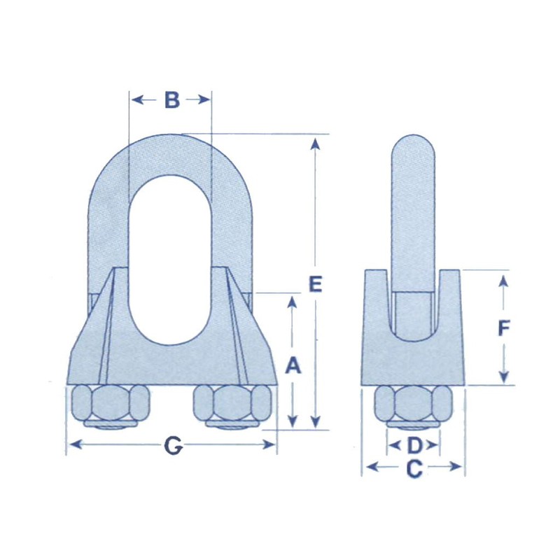 Galvanised Wire Rope Grips Clamp 10MM x10 (Bulldog Cable Commercial