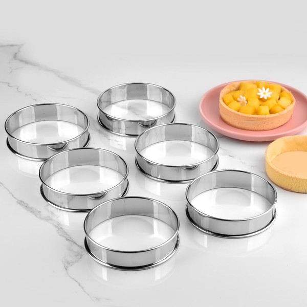 Guowall Crumpet Rings, Circular Double Rolled Edges Tart Rings, Stainless