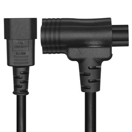 Power Splitter Cable, IEC C14 to C5 and NEMA 5-15R, 30cm, 14AWG, Black (C14 to C5 & 5-15R, 30cm)