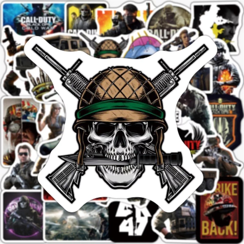 Call Of Duty 50 Calcomanias Stickers Videojuego Contra Agua