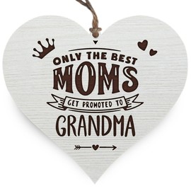 Glitzkind Wooden Decorative Heart with Engraving 'Promoted to Grandma' | Pregnancy Baby Announcement Reveal Gift Ideas for New Grandmas to Be | Hanging Wall Decor Perfect for Home, Door, Gift Tags
