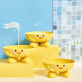 Animal Soap Duck Soap Dish, Plastic Soap Box, Cute Duck Soap Holder with Drainage Holes, Improved Design and Enlarged Base Soap Saver for Children