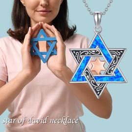 CUPENDA Star of David Necklace S925 Sterling Silver Jewish Star Necklace Star of David Jewelry Gifts for Women