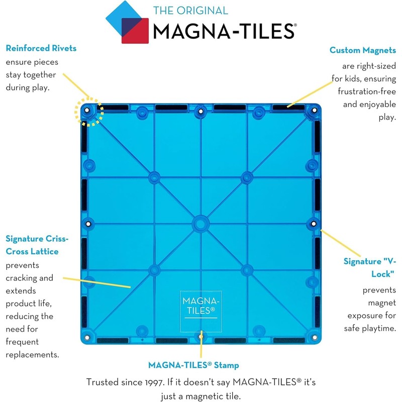 MAGNA-TILES Classic 100-Piece Magnetic Construction Set, The ORIGINAL Magnetic Building