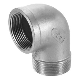 HARFINGTON 304 Stainless Steel 90 Degree Elbow Fittings NPT 1-1/2 x NPT 1-1/2 Female to Male Threaded Adapter Pipe Fitting for Connecting Water Pipe Air Hose PVC Tube Cast Coupling
