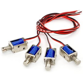 4Pcs DC 12V Micro Push Pull Solenoid Electromagnet Mini Solenoid Linear Actuator Magnet Valve 4mm Stroke Open Frame Solenoid Electromagnet Linear Motion 5.5W 0.15N