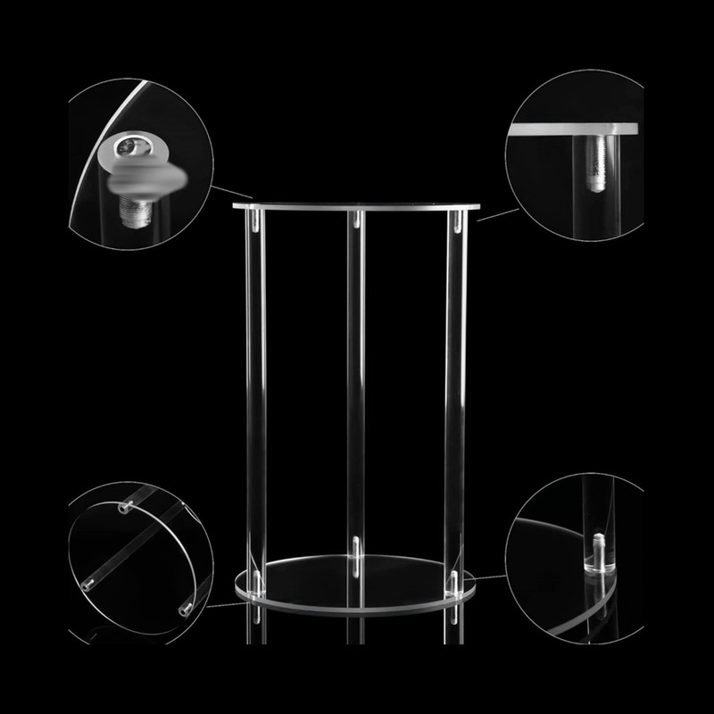 Clear Acrylic Plant Stand Round Top Corner Holder Planter Flower