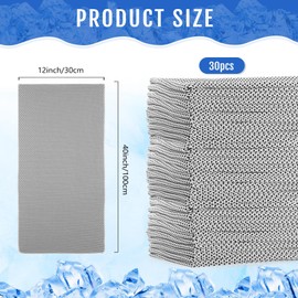 Hosuly 30 Pcs Cooling Towels 40"x12" Ice Towel Breathable Soft Chilly Sweat Towel Workout Towels for Gym Cooling Towels for Neck and Face for Yoga Golf Sports Running(Light Gray)