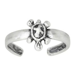 eJewelryPlus Sterling Silver .925 Turtle Toe Ring Adjustable Size | Made In USA