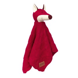SIGIKID 39630 Knitted Cuddly Blanket Fox Knitted Love Cuddly Soft Cotton Knit Sleeping Aid and Comforter for Babies and Children from 0-36 Months, Red, 40 x 40 x 8 cm