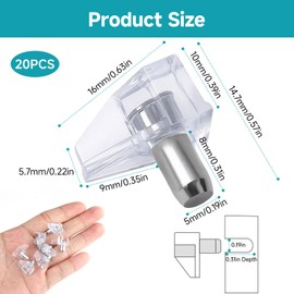 OIHCAZ 20PCS Shelf Support Pegs, 5mm Shelf Clear Plastic Replacement Peg Support Cabinet Shelf Pins Shelf Holder Locking Pins for Cabinets Bookshelves Wardrobes Display Cabinets