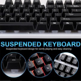 Teclados LED Gamer de Alta Gama, LightKey, MXKEY-001, Teclado Negro, Base Blanco, Plástico ABS, 104 Teclas, Luz Led RGB, Alámbrico USB.               